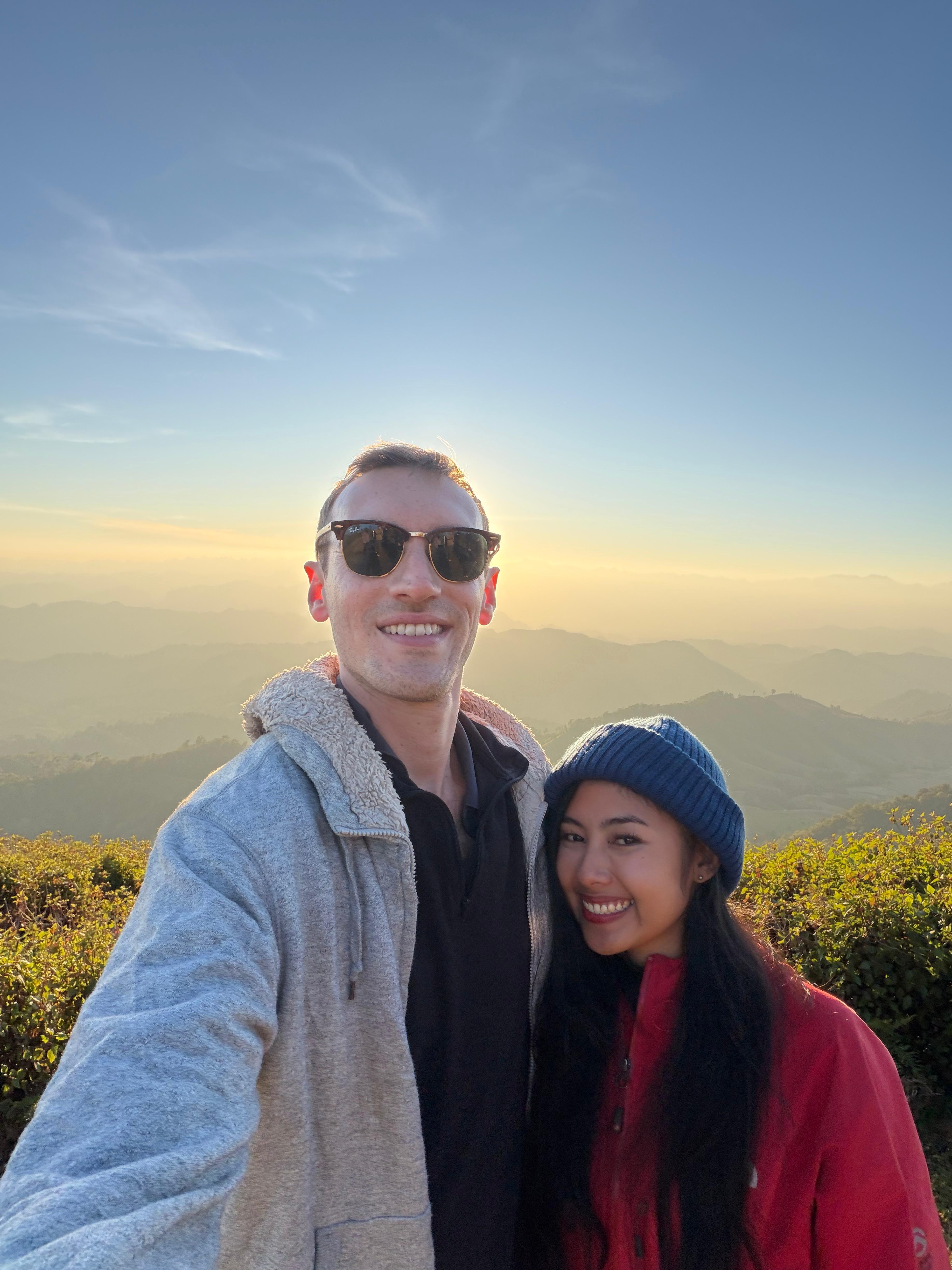 Carlo and Jai Jai at a mountain viewpoint
